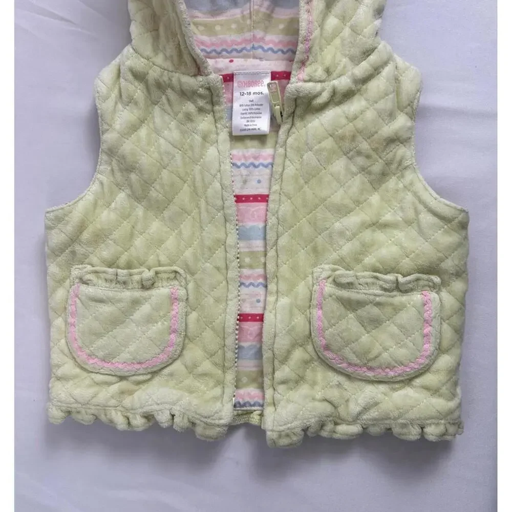 Y2K Gymboree Girls Quilted Green and Pink Vest size: 12-18 months